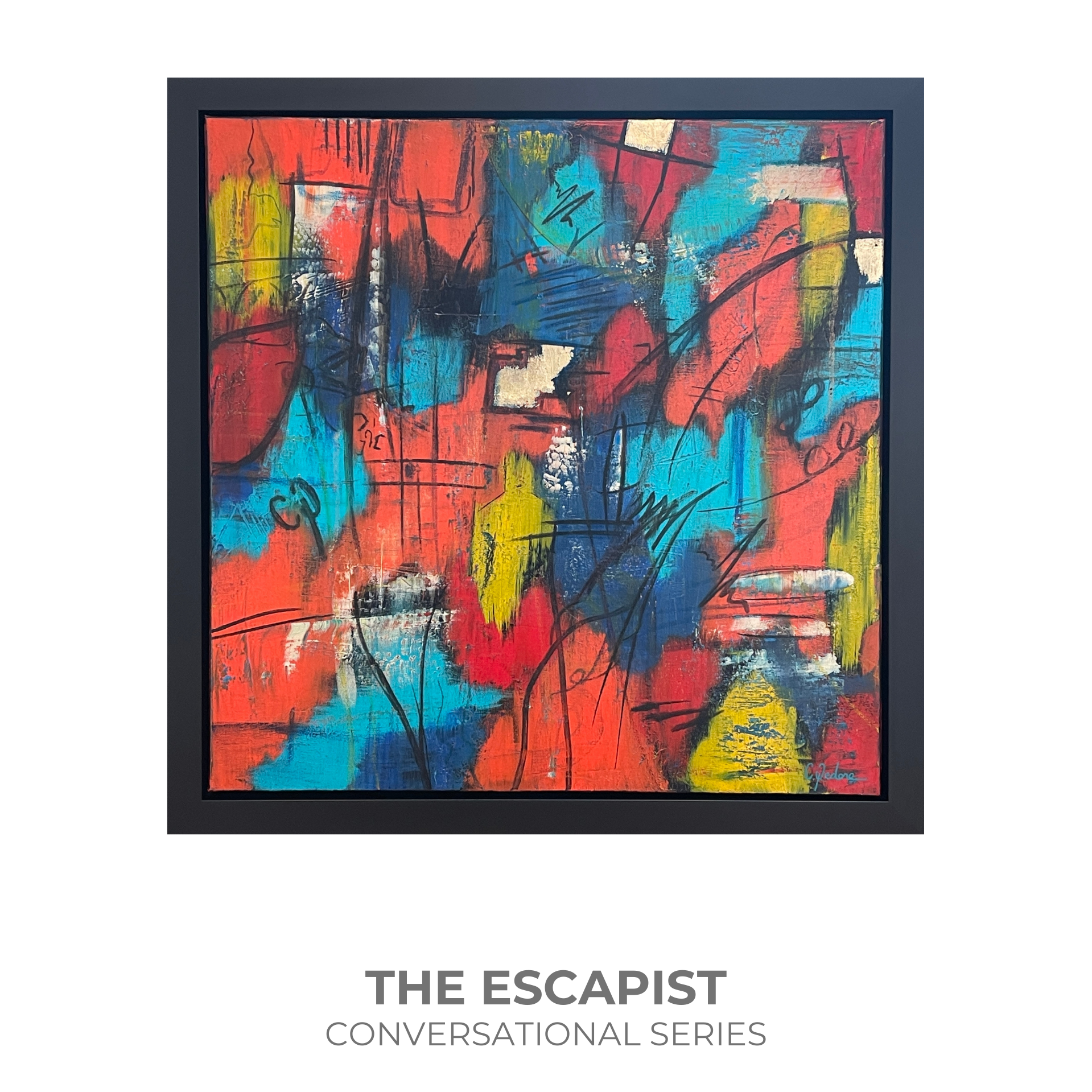  "‘The Escapist’ – Captivating Abstract Artwork by Charles Pedone | A Playful, Surreal Masterpiece with Bold, Dynamic Elements | Perfect for Modern Luxury Spaces & Exclusive Collections | Explore Now at www.pedoneart.com"